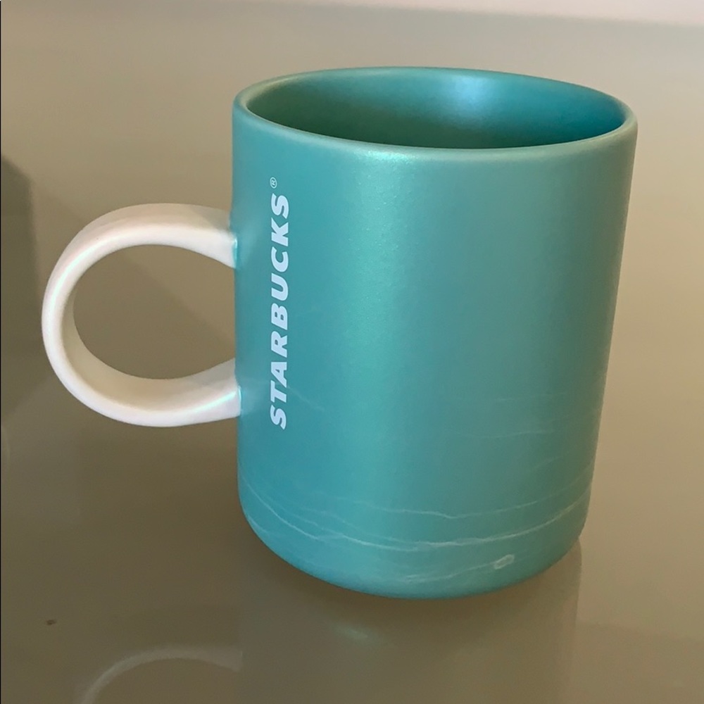 STARBUCKS SET OF 2 COFFEE MUGS AQUA PEARL POLISH - Picture 3 of 11
